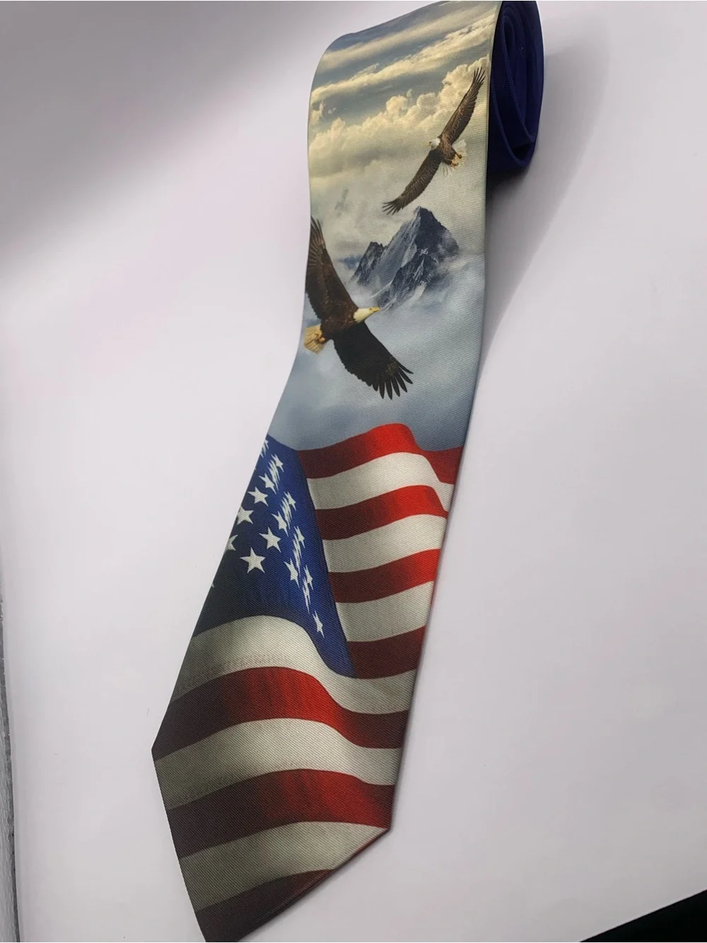 Patriotic Men's Tie in Red, White & Blue American Flag July 4th USA